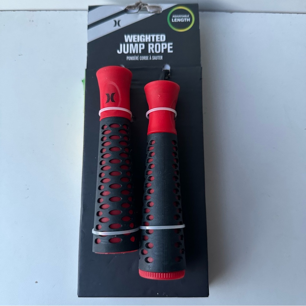 Hurley Weighted Jump Rope - Adjustable Length up to 9ft - Red/Black - New